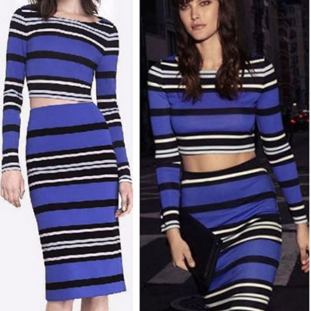 Express blue striped cropped top